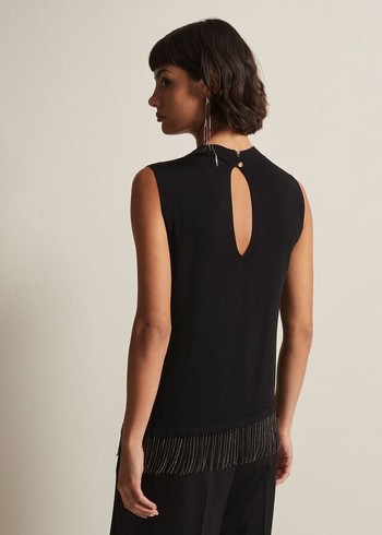 Phase Eight Alara Diamante Sleeveless Knitwear Black Canada | UXZLNY-024